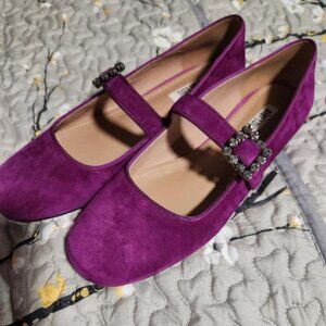 Rare BIBI LOU Ballet Essen Mary Jane Suede Flats Womens Sz 10 MSRP $200